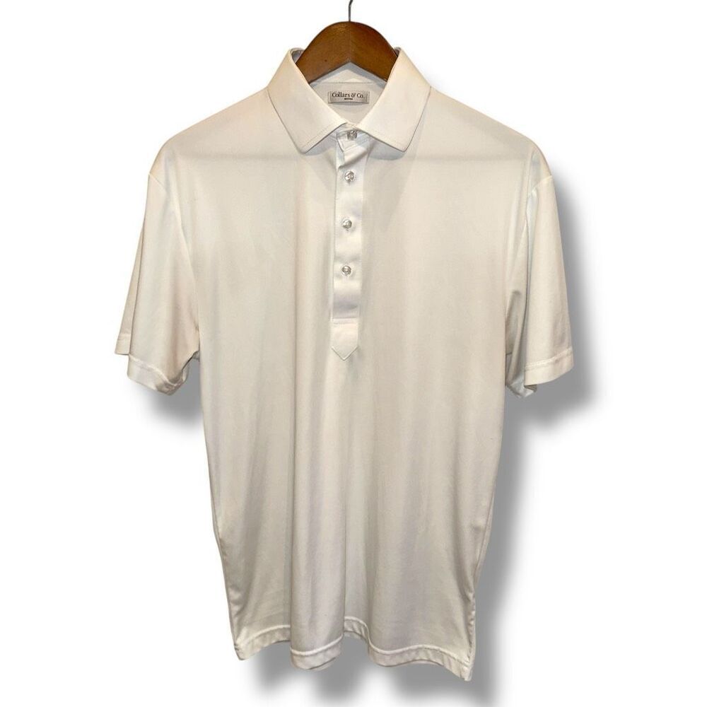 Collars & Co White Performance Dress Collar Polo Shirt Sz M
